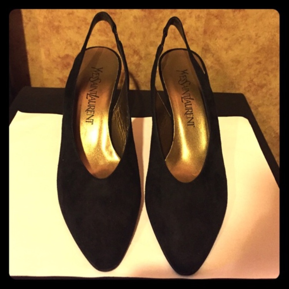 Vintage Yves Saint Laurent suede slingback heels